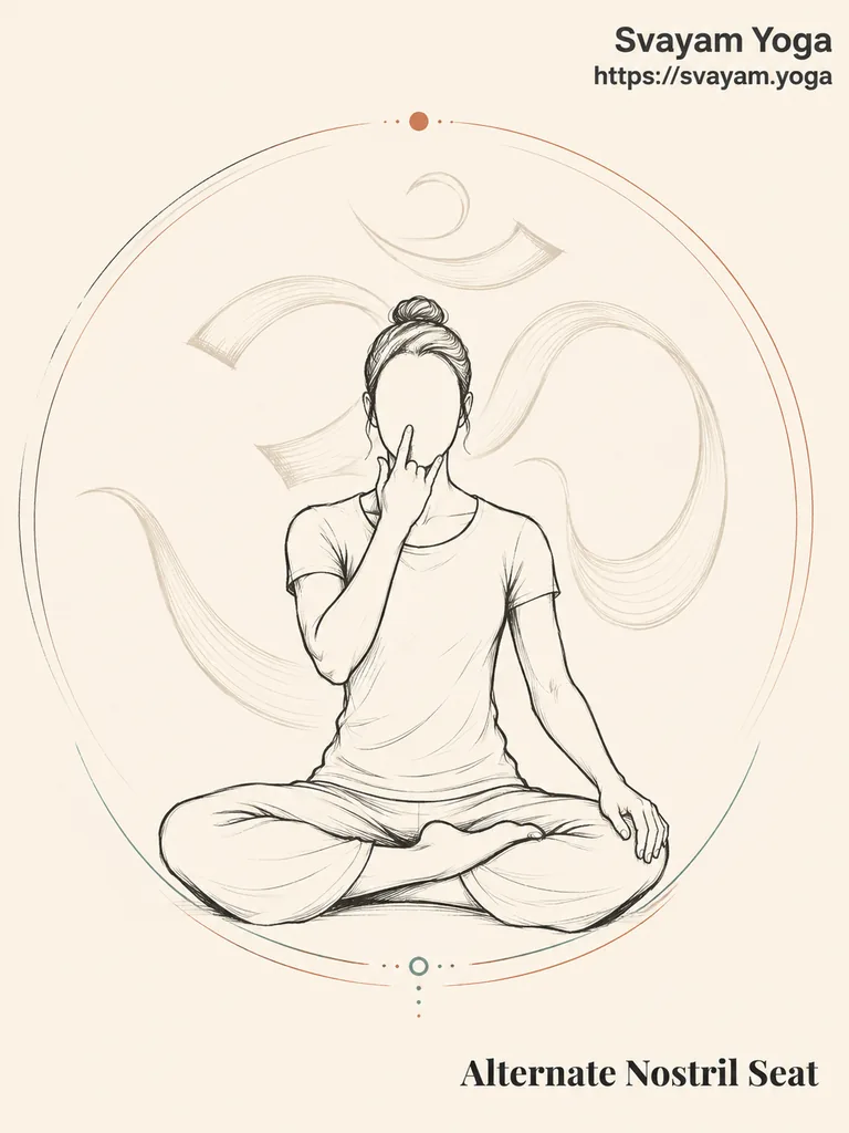 Alternate Nostril Seat - illustrated yoga pose