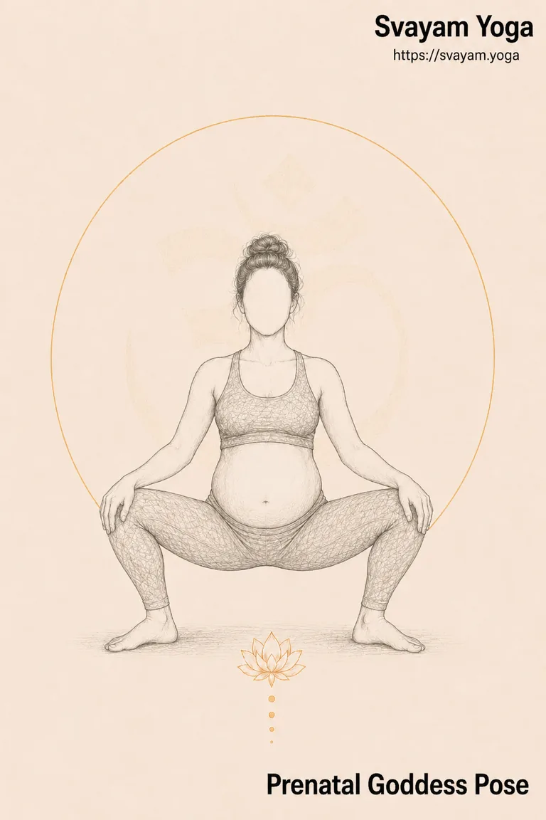 Prenatal Goddess Pose - illustrated yoga pose